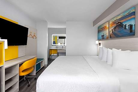 Accessible 1 King Bed Non Smoking Room With Bathroom Rails, Safety Bars And Roll In Shower