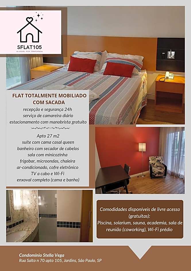 Flat moderno aconchegante mobiliado e com sacada Ibirapuera