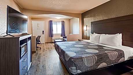 1 King Bed, Smoking Room, Separate Living Area, Sofabed, Flat Screen Television, Microwave And Refri