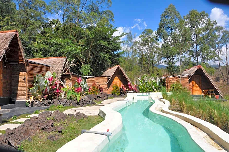 Triangular house and hot spring