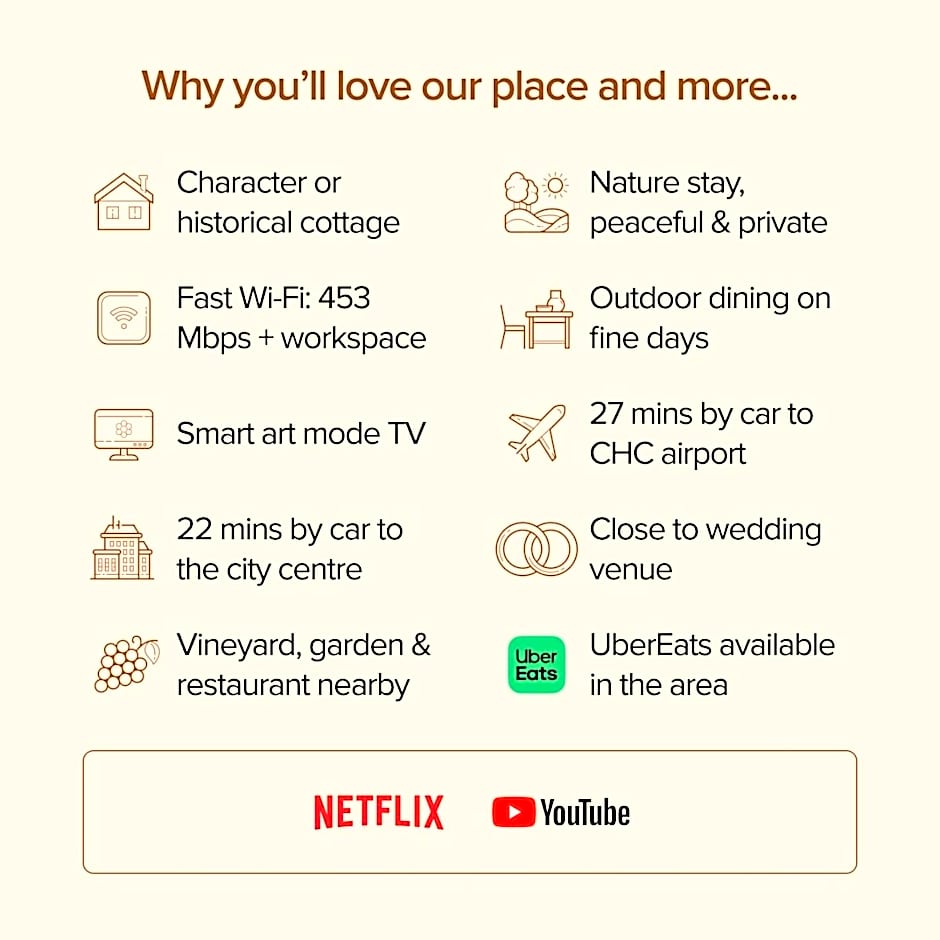 City Break Cottage for couples 27 mins CHC Airport