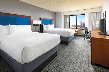 Double Room with Two Double Beds and Roll-n Shower - Mobility and Hearing Accessible