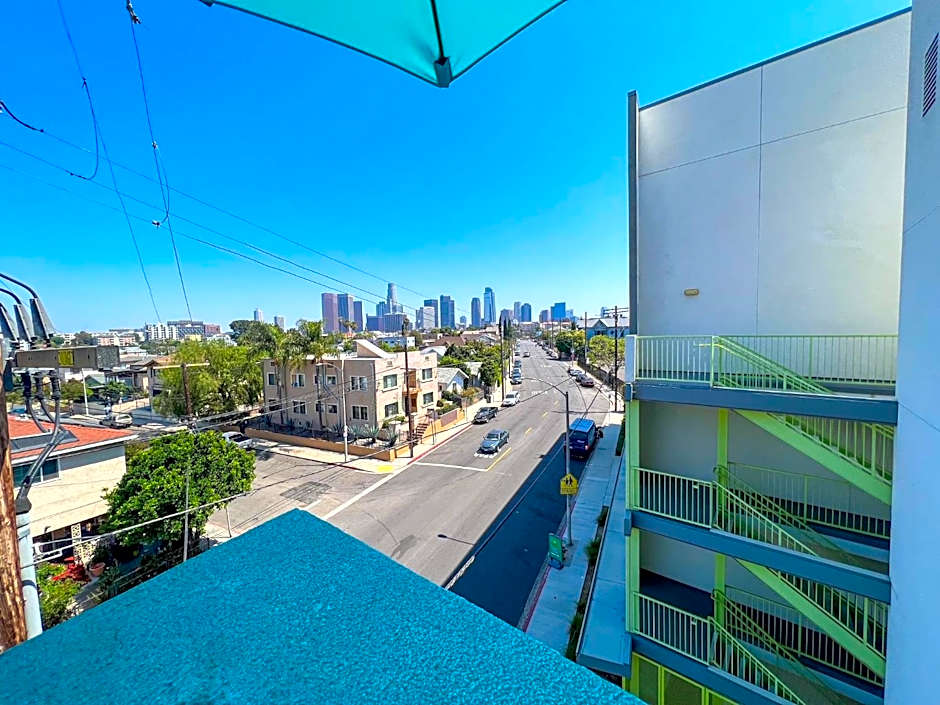Downtown Los Angeles Skyline balcony view Modern Penthouse