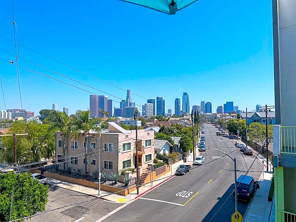 Downtown Los Angeles Skyline balcony view Modern Penthouse