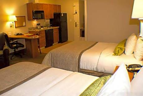 Queen Studio Suite with Two Queen Beds and Mobility Accessible Roll-In Shower, Full Kitchen
