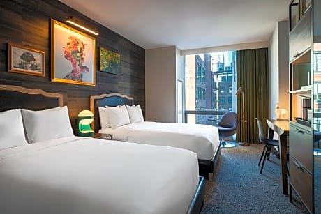 Double Room with Two Double Beds - Mobility Accessible with Roll-in Shower