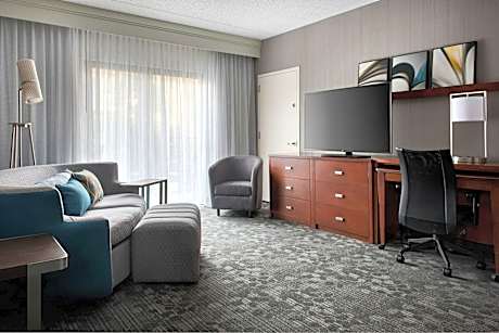 One-Bedroom Double Suite with Two Double Beds, Courtyard View and Sofa Bed