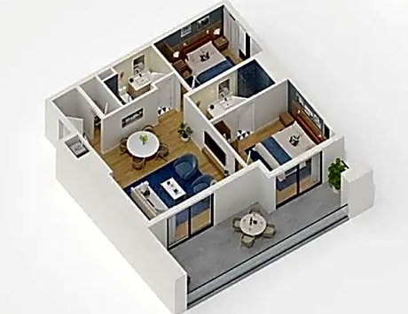 Partial Water view Two Bedroom Suite with Balcony
