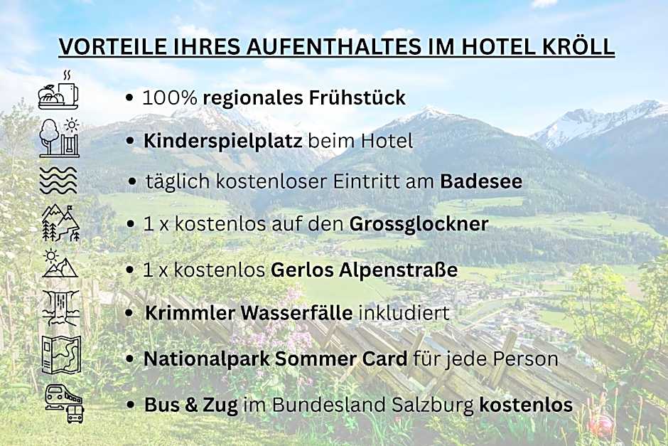 Hotel Gasthof Kröll, 1x Großglockner kostenlos, Kinder bis 12 Jahre frei, Restaurant mit regionaler Küche