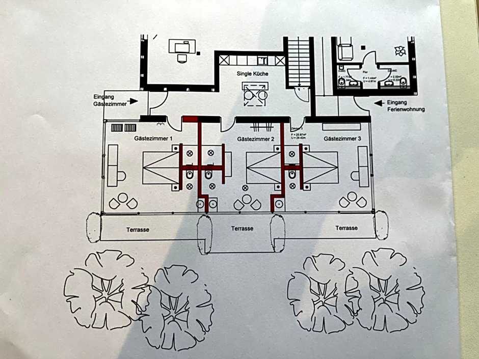 Glashaus mit 3 Gästezimmer