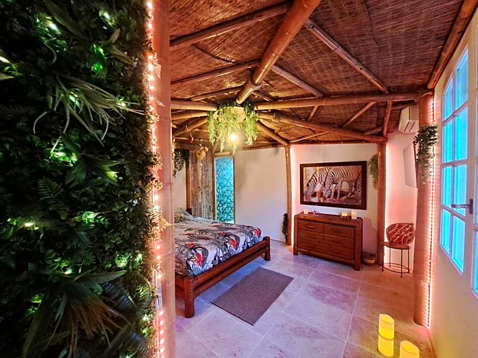 Gîtes Mas des rochers - Case bambou avec Spa