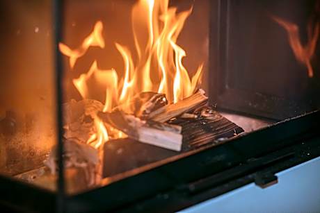 Apartment with sauna and open fire place