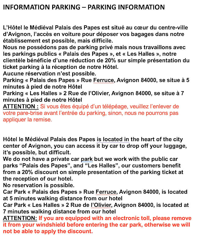 Hotel Le Medieval Palais des Papes