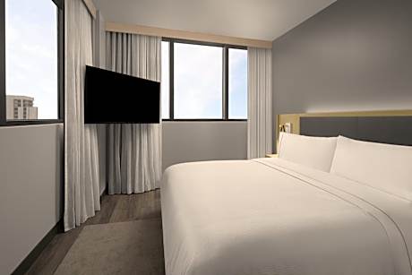 One-Bedroom Larger King Suite with Sofa Bed and City View - Mobility and Hearing Accessible with Roll-in Shower