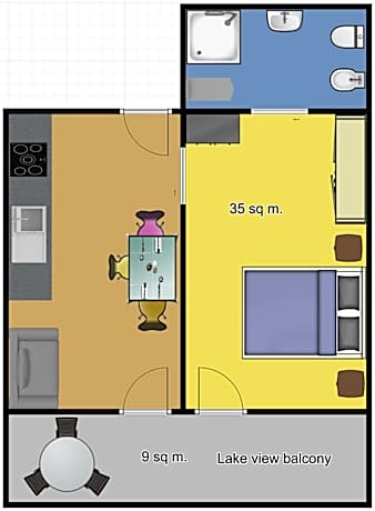 One-Bedroom Apartment with Balcony and Lake View - Street Side