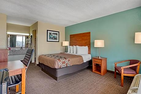 1 QUEEN BED,NSMK,MICRFG,FLATSC,HISPD,TABCHR,COFMKR,CONTINENTAL BREAKFAST