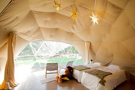 Glamping Dome with a cute big stuffed animal
