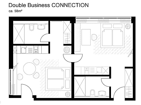2-Bedroom Apartment for 4 Adults with Kitchenette
