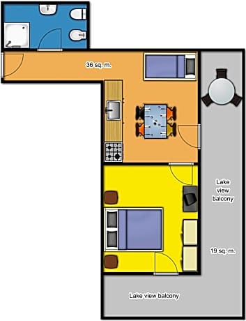 Apartment with Balcony and Lake View - Street Side