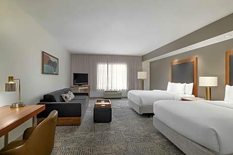 Queen Suite with Two Queen Beds, Roll-In Shower, Transfer Shower and Trundle Sofa - Mobility Access/Hearing Accessible