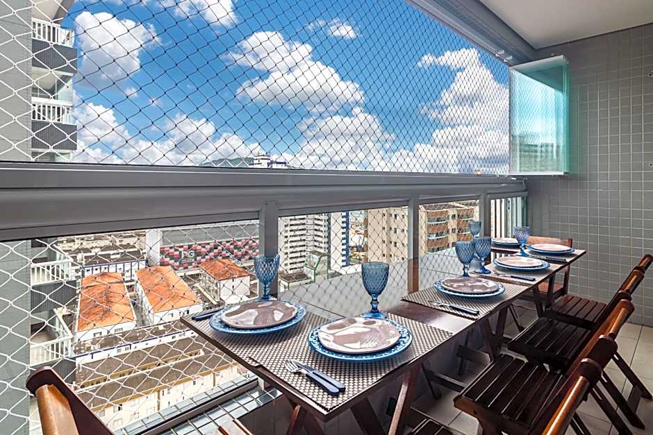 Piemax Praia Grande - 100m PRAIA do BOQUEIRÃO e CENTRO - Vista MAR - Varanda GOURMET com CHURRASQUEIRA privativa - AR CONDICIONADO em todos os ambientes - Wi-Fi 600 Mbps - HOME OFFICE- Vaga de Garagem - Acomoda até 6 pessoas