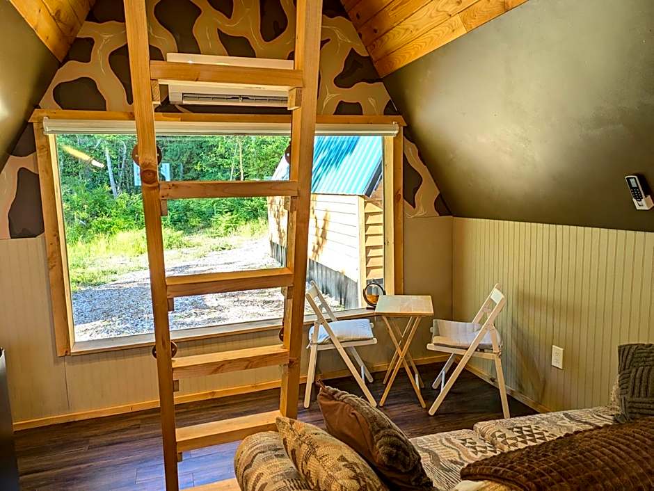 Mushroom theme cabin on 33 Acre Farm