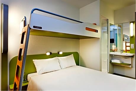 Room with One Queen Bed and One Bunk Bed
