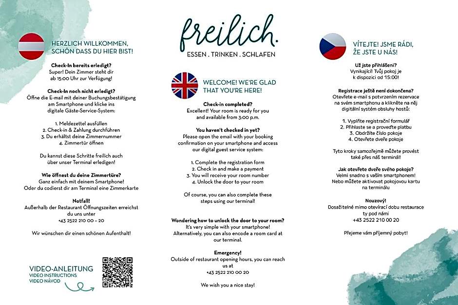 freilich ESSEN TRINKEN SCHLAFEN digitaler self check in