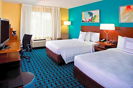 Double Room with Two Double Beds and Pool View