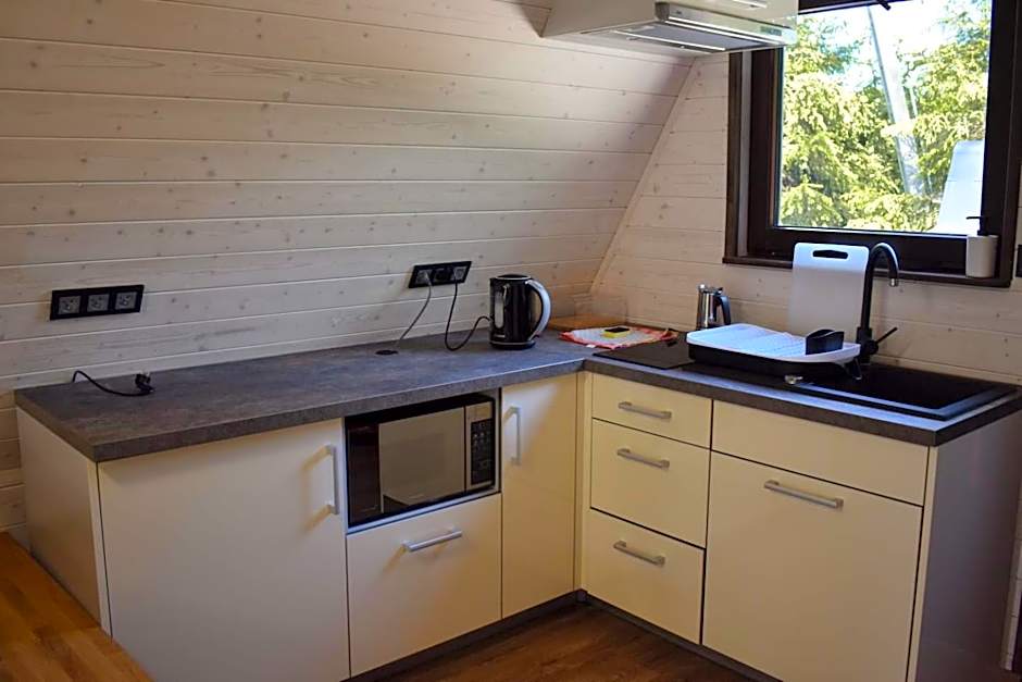 Przystań nad Sanem z widokiem na góry i rzekę