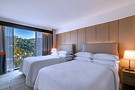 Traditional Double Room with Two Double Beds and Roll-in Shower - Mobility and Hearing Accessible