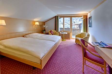 Top Floor Double Room Roof Slope with Matterhorn View