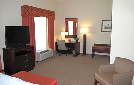 1 KING MOBILITY ACCESS RI SHWR STUDIO NOSMOK SOFABED/MICROWV/FRIDGE/WET BAR/HDTV/ WORK AREA/FREE WI-FI/HOT BREAKFAST INCLUDED