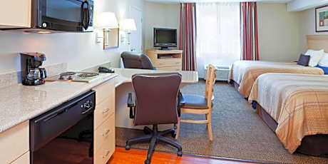 Queen Studio Suite with Two Queen Beds and Mobility Accessible Roll-In Shower, Full Kitchen, Sofa Bed