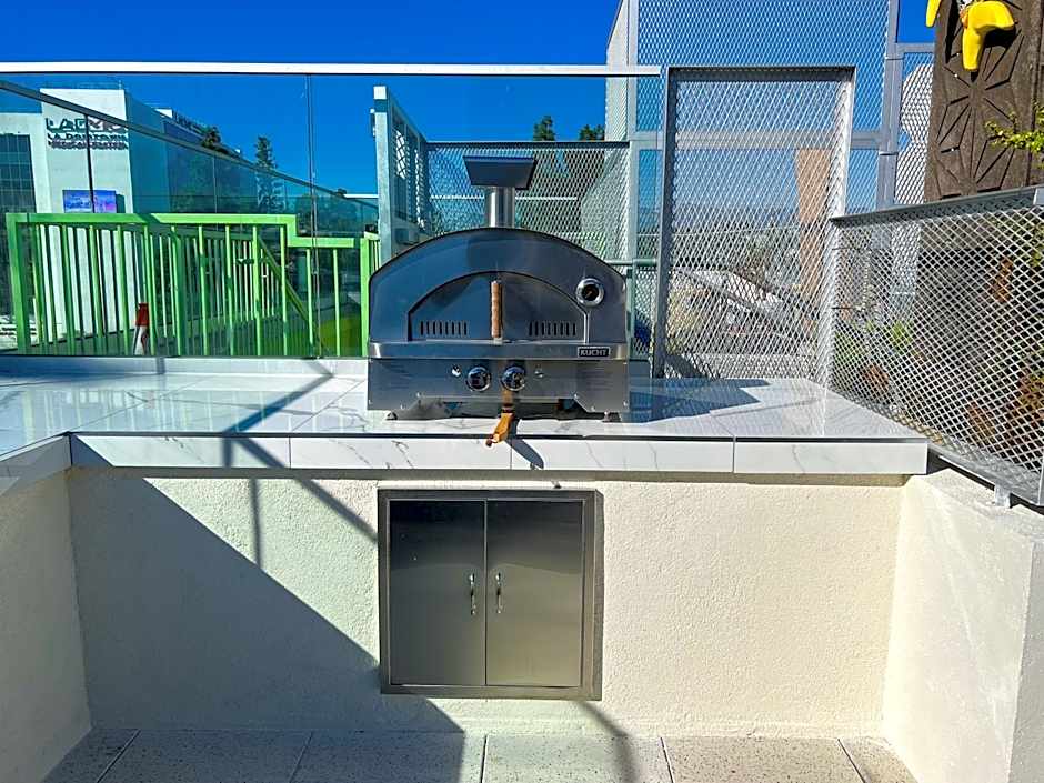 Downtown Los Angeles Skyline balcony view Modern Penthouse