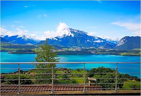 Chalet with view of the mountains and the Thun lake