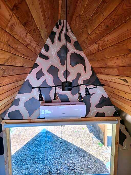 Mushroom theme cabin on 33 Acre Farm