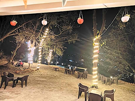 The forest trail by lake & woods