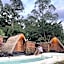 Triangular house and hot spring