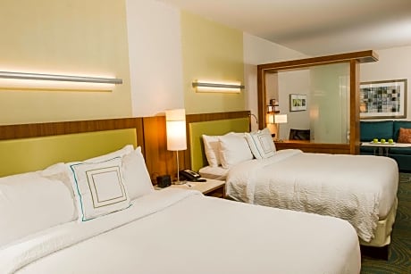 Queen Suite with Two Queen Beds, Sofa Bed and Roll-In Shower - Mobility and Hearing Accessible