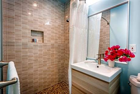 1 King Mobility Accessible Roll In Shower Desk Microwave Fridge Coffee Maker NSMK Full Breakfast
