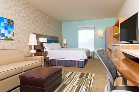  1KING ACCESSIBLE BATHTUB SUITE NONSMOKING - FREE BRKFST/WI-FI-KITCHEN W/MICRO/FRIDGE - SEPARATE BDRM/LIVING-HDTV-SOFABED-WORK AREA -