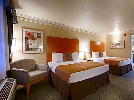 2 Queen Beds, Non-Smoking, High Speed Internet Access, Microwave, Refrigerator, Work Desk, Continent