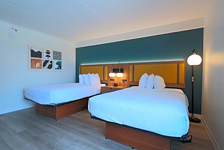 Double Room with Two Double Beds and Mobility Accessible Roll In Shower - Non-Smoking