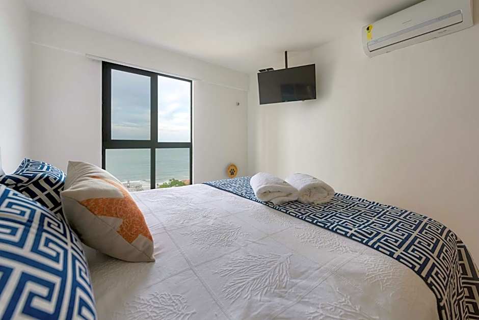 Flat com 2 quartos - Vista Morro do Careca - 250m Mar e Garagem