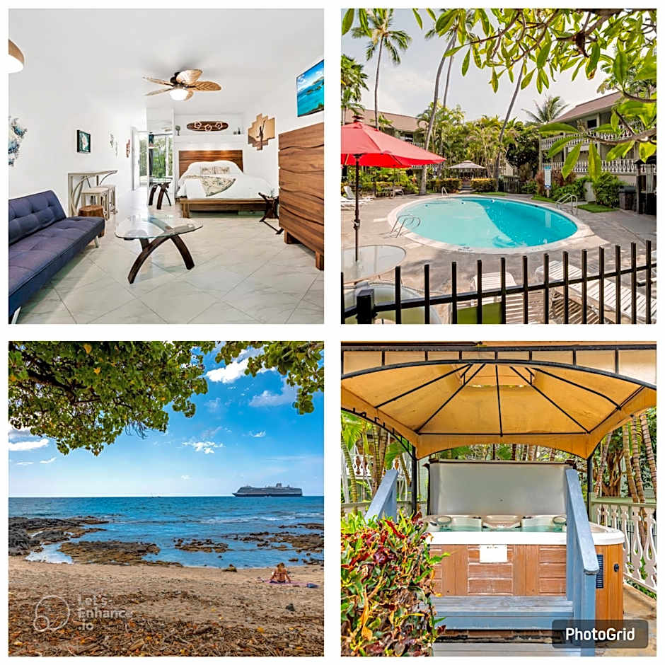 DOWNTOWN Hawaiian Theme Condo with Hot Tub, Pool & Beach - Kona Islander Inn