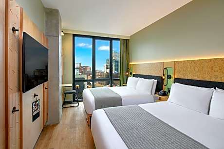 Larger Queen Room with Two Queen Beds - Mobility/Hearing Accessible w/Roll In Shower