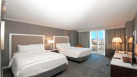 Classic Double Room with Two Double Beds, Balcony and Plaza View