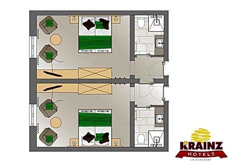 2 Double Rooms with Interconnecting Door
