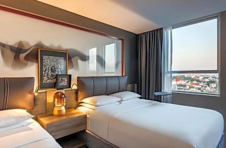 Double Room with Two Double Beds and City View